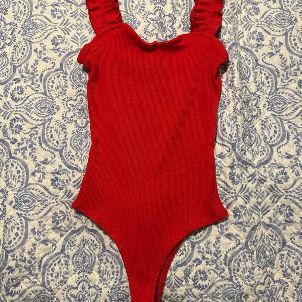 Francesca's Collections Red Bodysuit Top